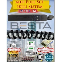 2mp Ahd 1080p Gece Görüşlü 10 Kameralı Güvenlik Sistemi - 500gb Hdd