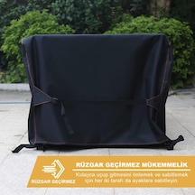 Haegs Su Geçirmez Dış Mekan Masa Ve Sandalye Koruma Kılıfı Bahçe Mobilyası Örtüsü 150 x 90 x 74 CM Siyah