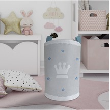 Mekta Home Bebek Ve Çocuk Odası Kral Tacı Ve Yıldız Desenli Oyuncak Sepeti Renkli Çok Renkli