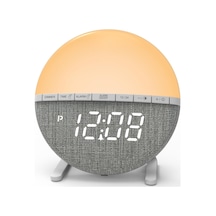 Adornist Gün Doğumu Simülasyonlu Alarmlı Saat Uyandırma Lambası Ve Gece Lambası, 10 Işık Seviyesi, Tek Sesli Alarm, Tek Tuşla Erteleme, 12/24 Saat, Kablolu, Yatak Ve Çocuk Odası Beyaz - Gri