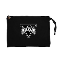 GTA Five Black Logo  Krem Clutch Astarlı Cüzdan / El Çantası Krem