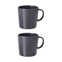 2 Adet Kupa Yükseklik: 9 Cm Çay Kahve Fincanı Kupa Set Gri Renk Fincan 300 Ml Stoneware Gri - 917464539 Gri