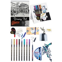 Eskiz Defteri Edding Happy Lettering Set 9er Set + Renk Karıştırıcı, Çeşitli Stifte
