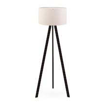 Tr Bohhem Art Tripod Ahşap Ayaklı Lambader Köşe Lambası Krem Upvc Krem Diğer