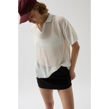 Polo Yaka Transparant-shirt Antrasit Melanj