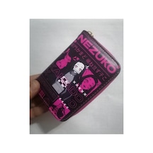 Owlbag Company Owl Bag Demon Slayer Nezuko Siyah Fon Desenli Tasarım Suni Deri Cüzdan Çok Renkli