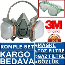3M  6200 Full Takım Gaz Maskesi Orta Boy + Gözlük
