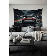 Yarış Pisti Araba Desenli Duvar Halısı Duvar Örtüsü Tapestry Süet Dokulu Kumaş