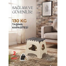 2 Adet Küçük Sağlam Dayanıklı Kullanışlı Şık Katlanır Tabure Ma084 Bej 2 Adet