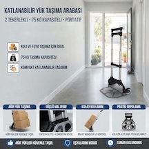 Buffer Katlanabilir Yük Taşıma Arabası, 2 Tekerlekli 75 Kg Kapasiteli Portatif Eşya Ve Koli Taşıma Arabası
