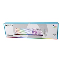 Go İthalat Beyaz Gökkuşağı Işıklı Usb Kablolu Oyuncu Klavye - Mouse Set