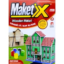Vıp Maket Boyanabilir Ahşap Karadeniz Evi 6 Renk Akrilik Boya Eğitici Oyuncak Ahşap Boyama Ahşap Ev