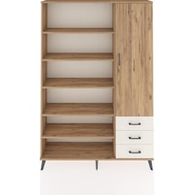 Arges Dolap 9 Raflı 3 Çekmeceli Tek Kapaklı 132x30x195 Çam-çam/aytaşı Atlas Çam/aytası