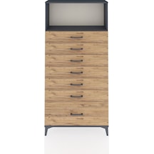 Arges Dolap Tek Raflı 7 Çekmeceli 88x30x182 Antrasit-çam Antrasit