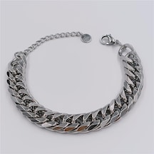 Çelik Silver Klasik Retro Kalın Zincir Bileklik-1240