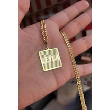 925 Ayar Gümüş Gurmet Zincirli İsimli Plaka Kolye Gold
