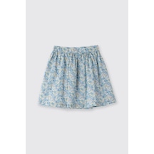 Panço Liberty Kumaş Çiçek Desenli Kız Bebek Etek Mavi 5611GB13005