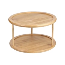 Suntek 2 Katmanlı Ahşap Pikap Baharatlık Mutfak Dolabı Dönen Organizatör Bej