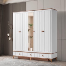 Beenal Sıla 5 Kapaklı Gardırop Çekmeceli Dolap 192cm. Beyaz-a.çam