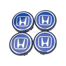 Honda Logolu Mavi 58 Mm Dış 55 Mm İç Çap Geçmeli 3d Jant Göbeği Kapak Seti, 4 Adet