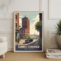 Dublin, İrlanda'daki Guinness Bira Fabrikası'nın Eski Dönem Seyahat Posteri, Şehrin Simgesel Duvar Sanatı