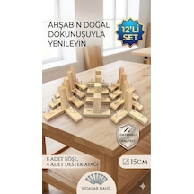 1. Sınıf Gürgen Ağacı Ham Mobilya Kanepe Koltuk Tv Ünitesi Mobilya Ayakları 12 Li Set Köşe Ayak Ve Destek Ayağı 15 Cm Robot Süpürge Uyumlu Ahşap