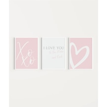 Çerçevesiz Poster Xoxo, I Love You, Ve Kalp Tasarımlı Minimal