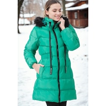 Z6764 Dewberry Bayan Kaban-düz Yeşil Düz Yeşil