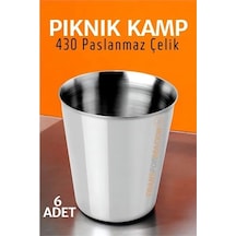Paslanmaz Çelik Bardak Seti Kamp Piknik Bardağı 6 Adet 721504 '