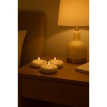 Dekoratif 3'lü Tealight Mumluk Seti Beton Görünümlü, Modern Tasarım Beyaz
