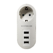Winnboss Termal Akım Korumalı 3 Adet Usb 2.1a Şarj Çıkışlı 10a 2500w Priz 0