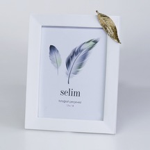 Selim 13 x 18 CM Yapraklı Çerçeve Beyaz Altın