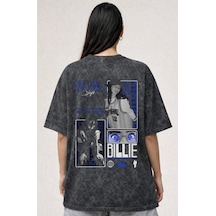 Sevbano Billie Eilish Şarkıcı Baskılı Unisex Oversize Eskitme Yıkamalı Ti Siyah
