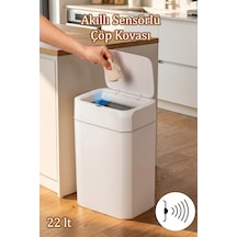 Porsima Me03 Hareket Sensörlü Sessiz Kapatma Çöp Kutusu Banyo Mutfak Çöp Kovası Kapaklı Banyo Çöp Kovası 22lt Beyaz