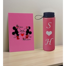 Bk Gift Sevgiliye Özel İsimli Pembe Defter Ve Fuşya Cam Matara Hediye Seti-5, Sevgiliye Hediye, Sevgililer Günü, Yeni İş Hediyesi