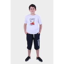 Erkek Çocuk Tişört-kapri Baskılı Alt-üst Takım Mavi