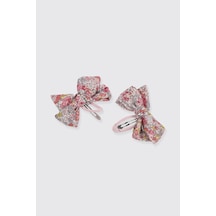 Panço Liberty Kumaş Çiçek Desenli Kız Çocuk Toka Pembe