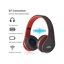 Primepickings 811bt Kablosuz Oyuncu Kulaklığı, Katlanabilir, Mikrofonlu, Derin Taban, 10m Menzil, Siyah-kırmızı