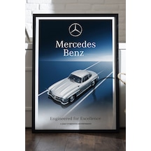 Mercedes Benz Siyah Ahşap Çerçeveli Poster, Dekoratif Araba Duvar Tablosu