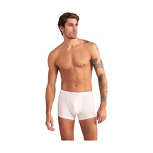 Kom Erkek Pamuklu Modal Lastikli Bel Dar Paça 2'li Boxer Beyaz