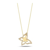 Debora Jewelry 14 Ayar Altın Taşlı Kelebek Detay Kolye