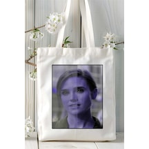 Art Hediye Jennifer Connelly Baskılı Bez Çanta Omuz Çantası Kişiye Özel Desen 2 Çok Renkli