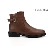 Gönderi R Kadın Taba Antik Fermuarlı Kauçuk Taban Hakiki Deri Bot Dkzb61346460 Taba