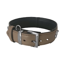 Deri Doğal Taşlı Köpek Boyun Tasması 28-33 Cm X-small Taba Çok Renkli