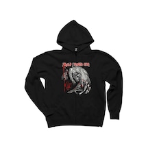 Iron Maiden Scary Zombie Siyah Fermuarlı Kapşonlu Siyah