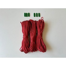 20 Metre X 3 Adet - Gergi Aparatlı Çadır İpi Kırmızı