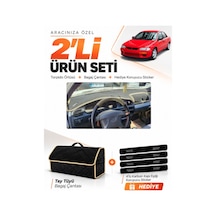 Mazda 323 Familia Kapaklı 1994-1998 Uyumlu Torpido Örtüsü + Tay Tüyü Çanta Seti - Siyah Bej