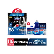 Finish Ultimate Bulaşık Makinesi Deterjanı Kapsül Tablet 116 Adet (58 x 2) + Temizlik ve Bakım Seti