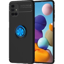 Newface - 916 - Samsung Galaxy Uyumlu M51 Kılıf Range Yüzüklü Silikon - Csmo-tex - - Siyah-mavi