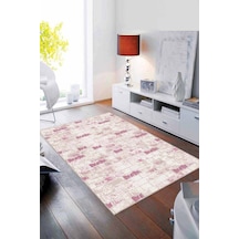Pembe Taş Desenli Kaymaz Tabanlı Dekoratif Halı Tl03n11